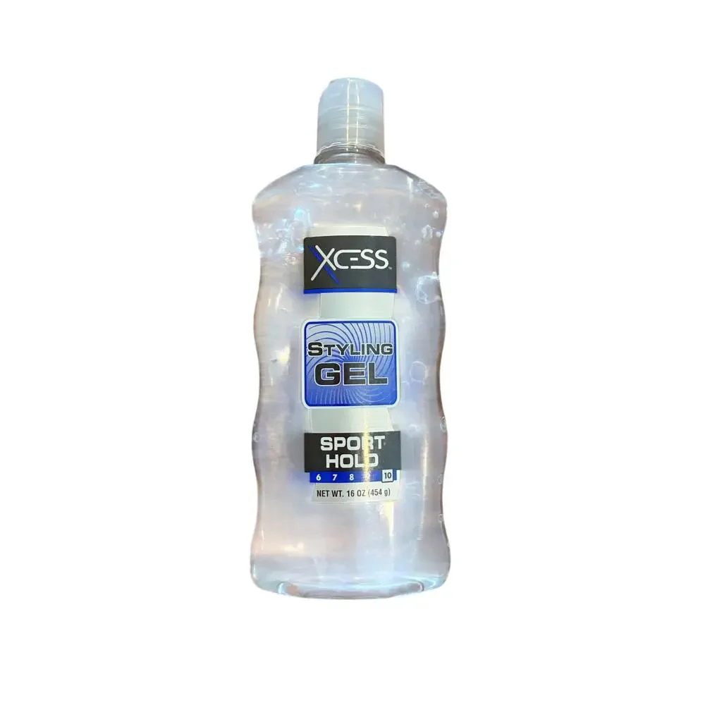 XCess Styling Gel Sport Hold 10 Clear All Day Hold 16 oz New Hair Alcohol Free